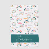Serviette De Golf Motif Rainbows & Hearts (Devant)