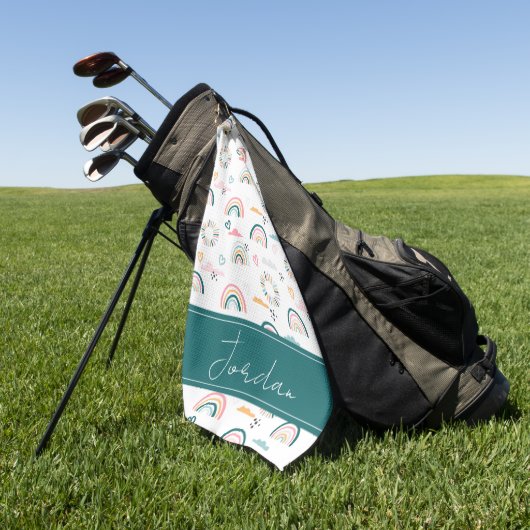 Serviette De Golf Motif Rainbows & Hearts (Vert)