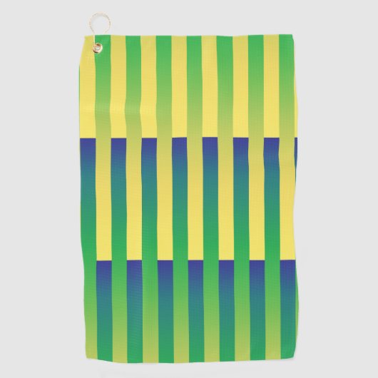Serviette De Golf Motif rayé vert jaune bleu (Devant)