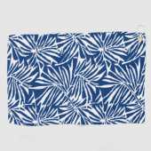 Serviette De Golf Motif Répétant de feuille tropicale blanche et ble (Horizontal)