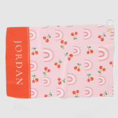 Serviette De Golf Motif rose arc-en-ciel cerise (Horizontal)