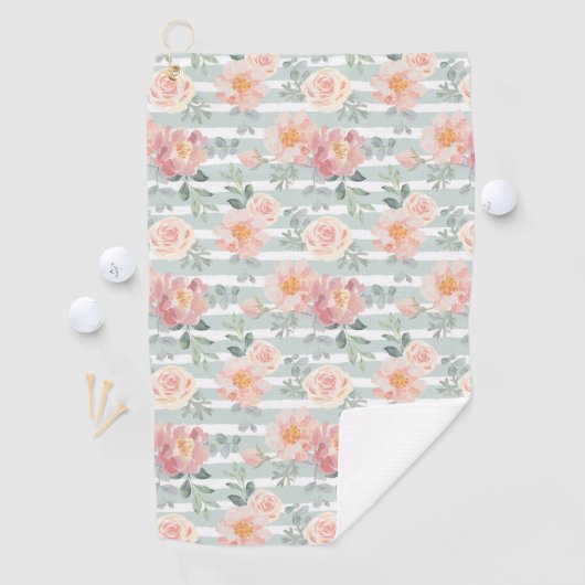 Serviette De Golf Motif rose de rayure d'Alicia (En situation)