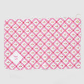 Serviette De Golf Motif Rose et Rouge Féminin avec Initiales (Horizontal)