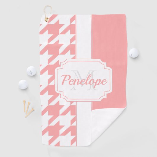 Serviette De Golf Motif rose Houndstooth (En situation)