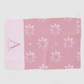 Serviette De Golf Motif Rose Nom Monogramme Moderne (Horizontal)