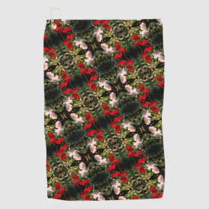 Serviette De Golf Motif Rose Rouge Et Blanc