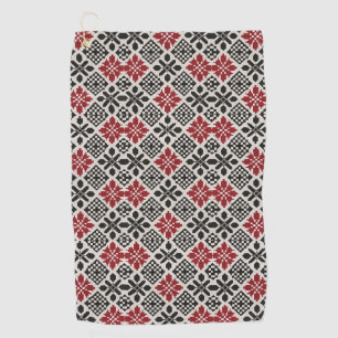 Serviette De Golf Motif rouge noir blanc géométrique folk