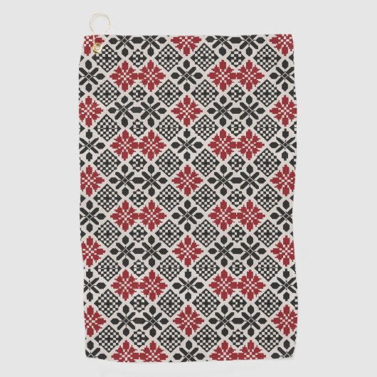 Serviette De Golf Motif rouge noir blanc géométrique folk (Devant)