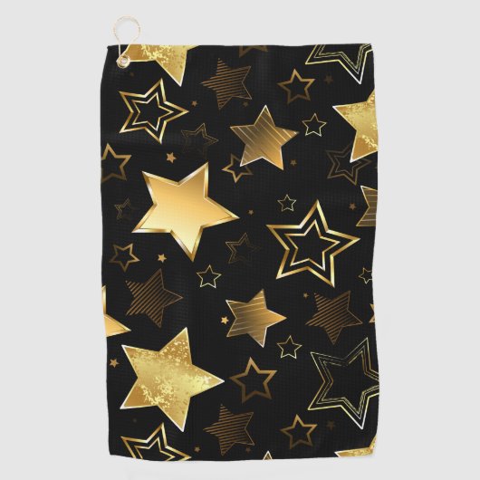 Serviette De Golf Motif sans couture avec étoiles d'or (Devant)