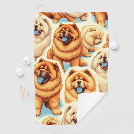 Serviette De Golf Motif sans couture de Chow-Chow Retro (En situation)