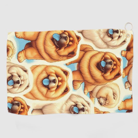 Serviette De Golf Motif sans couture de Chow-Chow Retro (Horizontal)