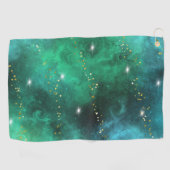 Serviette De Golf Motif tendance Green Blue Turquoise Gold Galaxy (Horizontal)