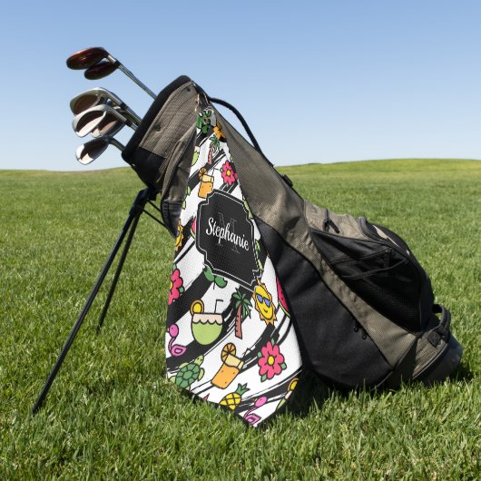 Serviette De Golf Motif Tropical (Vert)