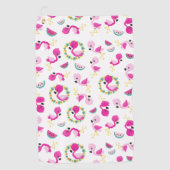 Serviette De Golf Motif tropical, Flamants roses, pastèques, Fleurs (Devant)