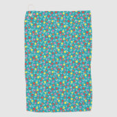Serviette De Golf Motif Turquoise à fleurs turquoise (Devant)