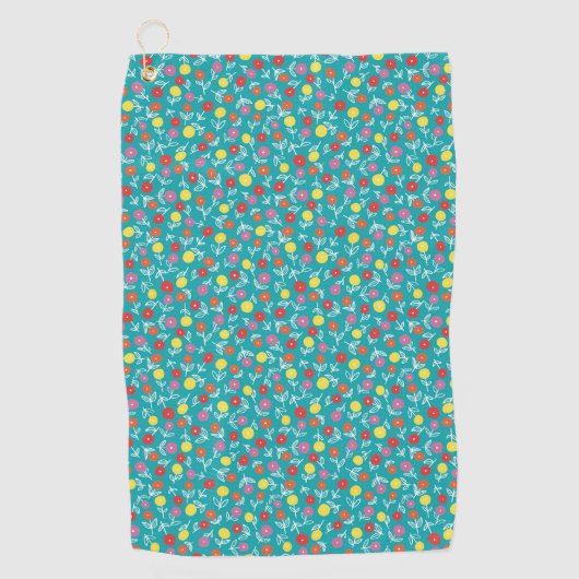 Serviette De Golf Motif Turquoise à fleurs turquoise (Devant)