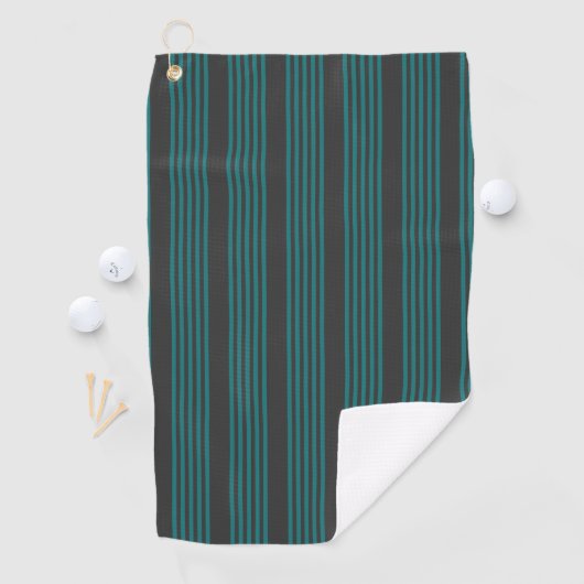 Serviette De Golf motif turquoise et charbon de bois à cinq bandes (En situation)