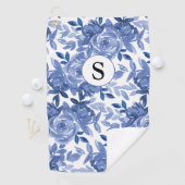 Serviette De Golf Motif végétal bleu monogramme (En situation)