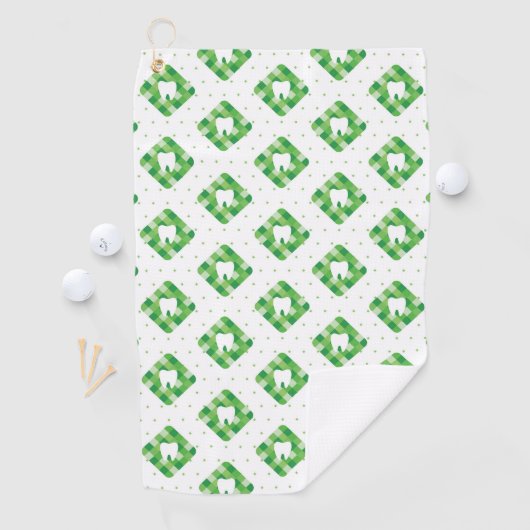 Serviette De Golf Motif vert de dent de plaid (En situation)