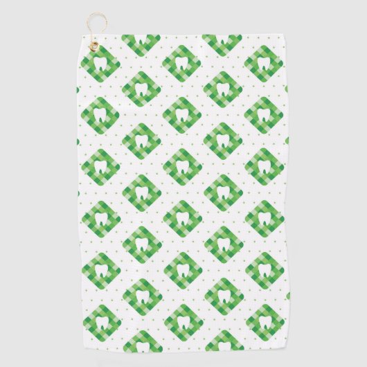 Serviette De Golf Motif vert de dent de plaid (Devant)