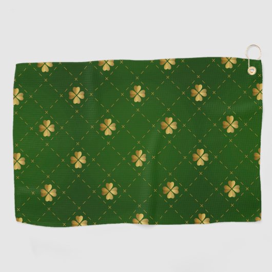 Serviette De Golf Motif vert d'or de trèfle (Horizontal)