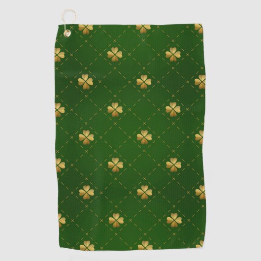 Serviette De Golf Motif vert d'or de trèfle (Devant)