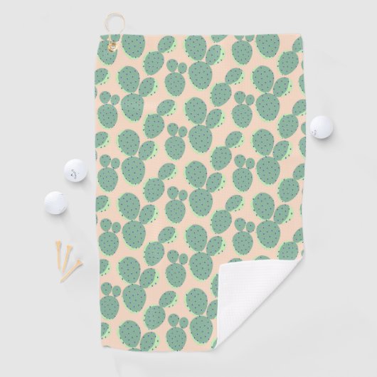 Serviette De Golf Motif vert et rose de cactus (En situation)