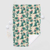 Serviette De Golf Motif vert et rouge de cactus (En situation)