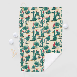 Serviette De Golf Motif vert et rouge de cactus