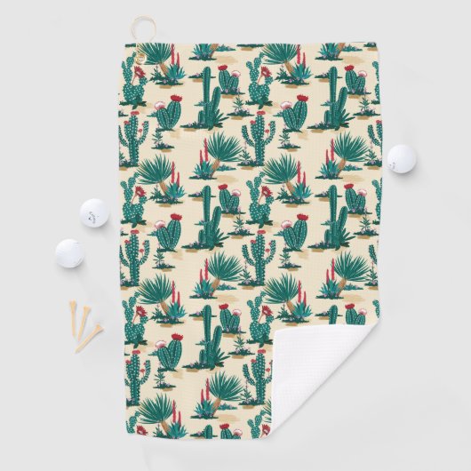 Serviette De Golf Motif vert et rouge de cactus (En situation)