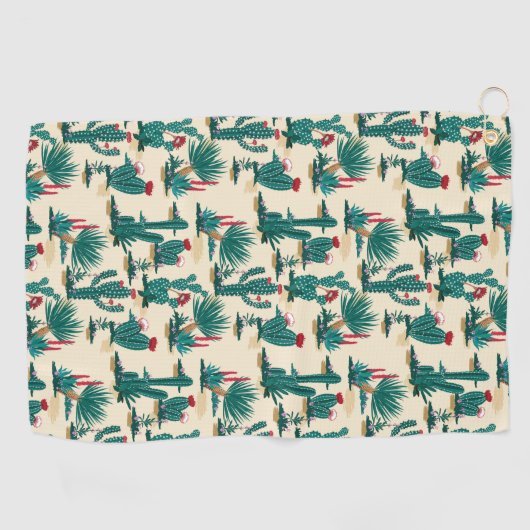 Serviette De Golf Motif vert et rouge de cactus (Horizontal)