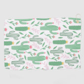 Serviette De Golf Motif vert violet de plante de cactus (Horizontal)