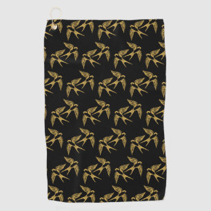 Serviette De Golf Motif vintage Gold Swallows