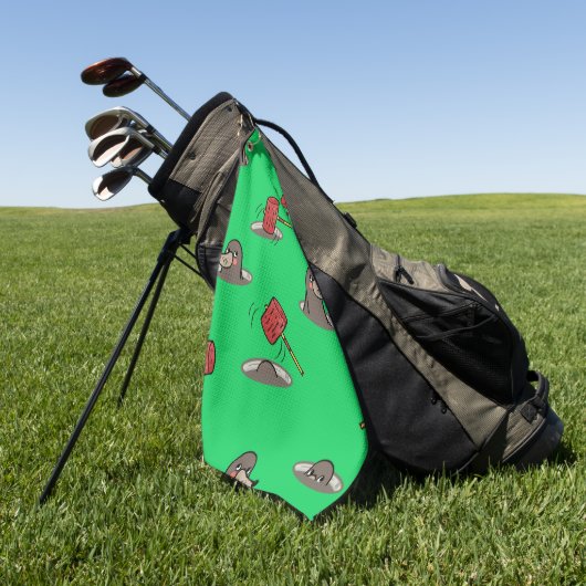 Serviette De Golf Motif Whack-A-Mole (Vert)