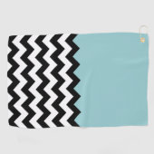 Serviette De Golf Motif Zigzag noir et blanc, Chevron, Bleu (Horizontal)