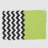 Serviette De Golf Motif Zigzag noir et blanc, Chevron, Vert (Horizontal)