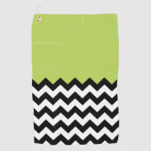 Serviette De Golf Motif Zigzag noir et blanc, Chevron, Vert (Devant)