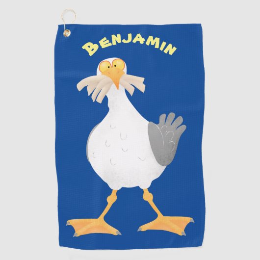 Serviette De Golf Mouette drôle avec frites dessin animé (Devant)