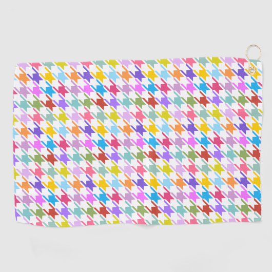 Serviette De Golf Multicolor Houndstooth+Motif blanc (Horizontal)