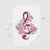 Serviette De Golf Musical treble clef notes with sakura flowers (En situation)