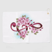 Serviette De Golf Musical treble clef notes with sakura flowers (Horizontal)
