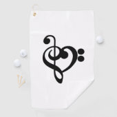 Serviette De Golf Musicien Coeur de musique - Treble Bass Clef (En situation)
