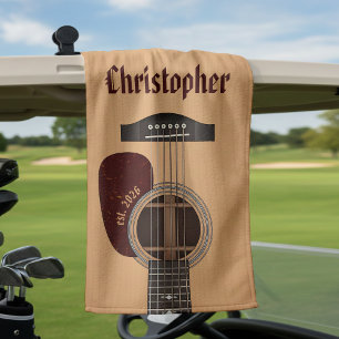 Serviette De Golf Musicien de guitare acoustique Guitariste Nom marr