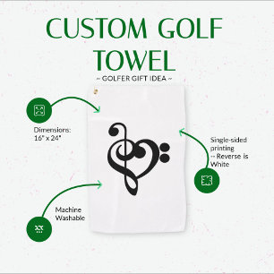 Serviette De Golf Musicien Musique Cœur - Clé de Sol Clé de Fa