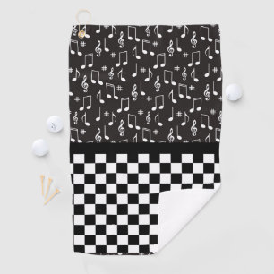 Serviette De Golf Musique et damier noir et blanc