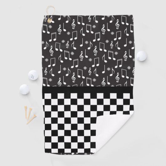 Serviette De Golf Musique et damier noir et blanc (En situation)