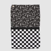 Serviette De Golf Musique et damier noir et blanc (Devant)