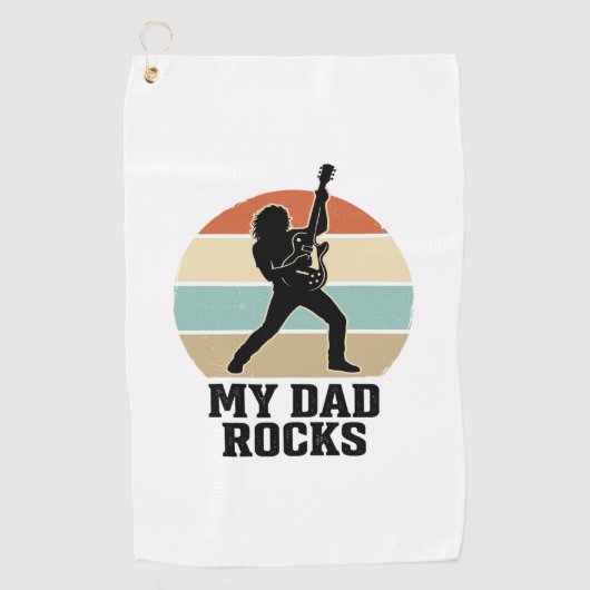 Serviette De Golf My Dad Rocks Vintage Guitar Sunset Shirt Design_1 (Devant)