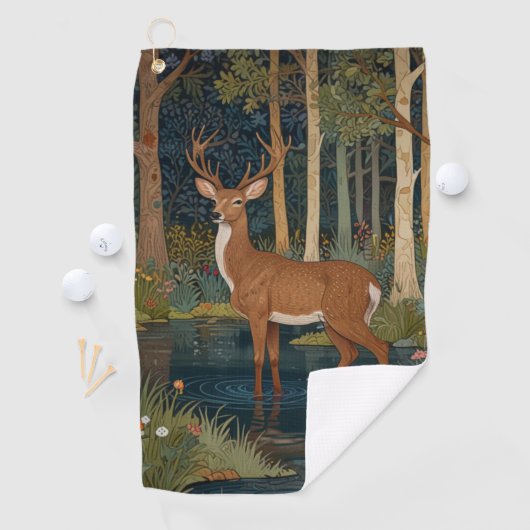 Serviette De Golf Nature rustique cerf boho forêt boisée verdure (En situation)