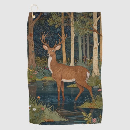 Serviette De Golf Nature rustique cerf boho forêt boisée verdure (Devant)